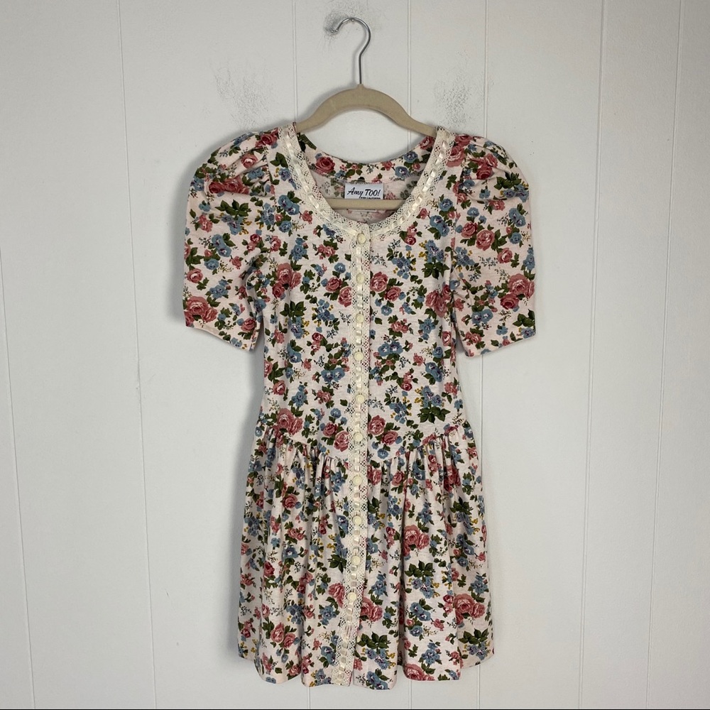 Amy Byer Floral Lace Girls Drop Waist Dress sz. 12 - Picture 2 of 16